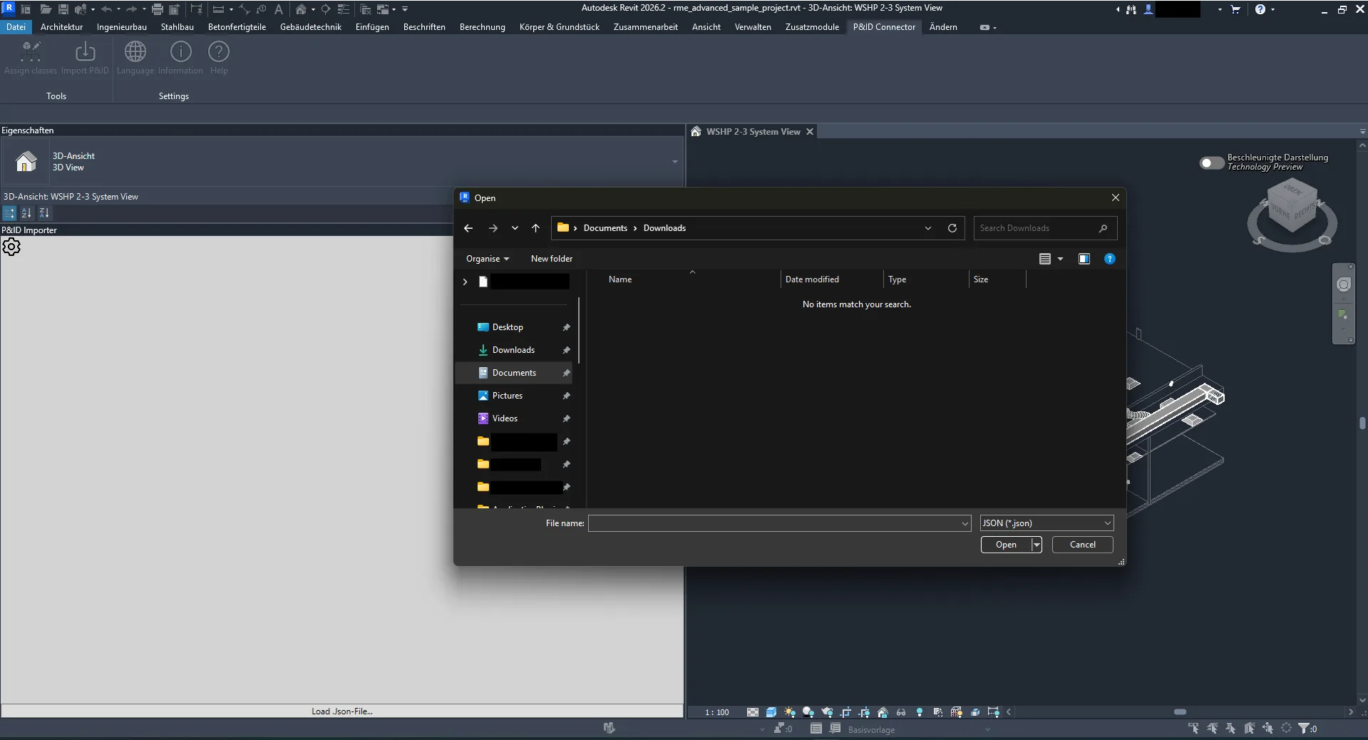 Importación del archivo en Revit con el plugin
