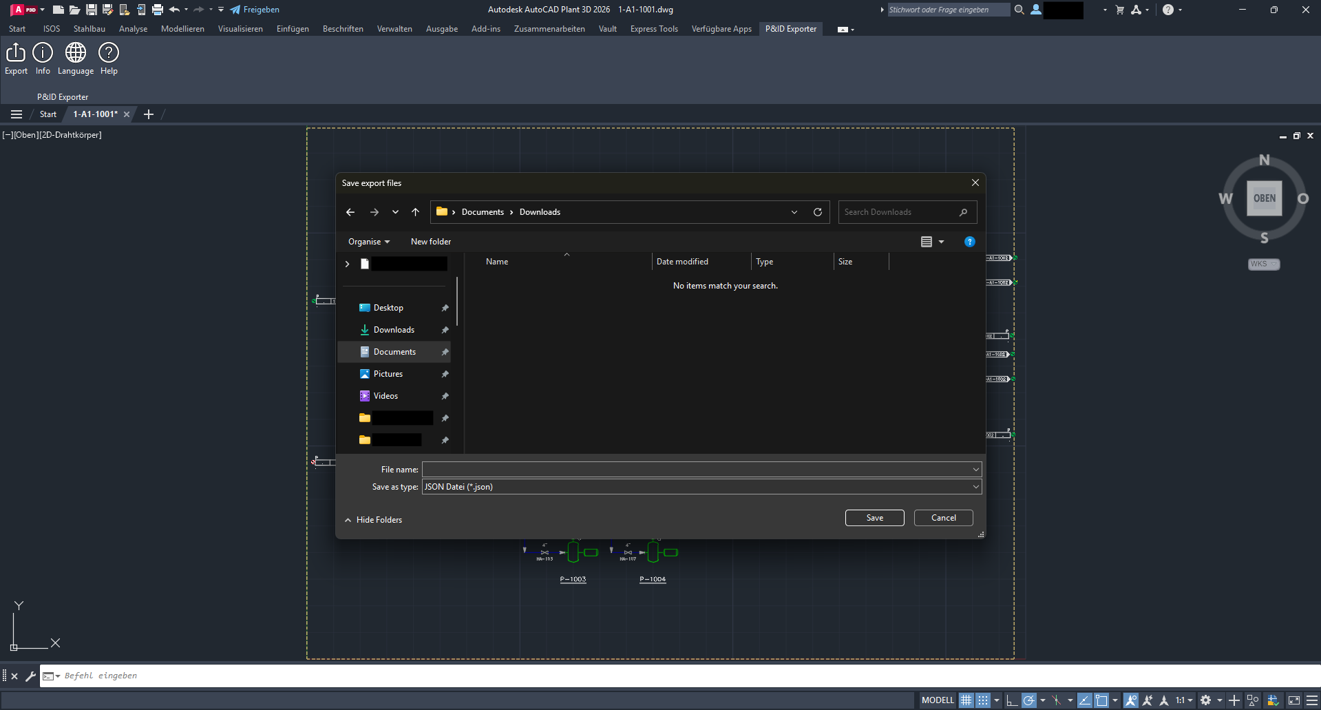 AutoCAD export dialogue