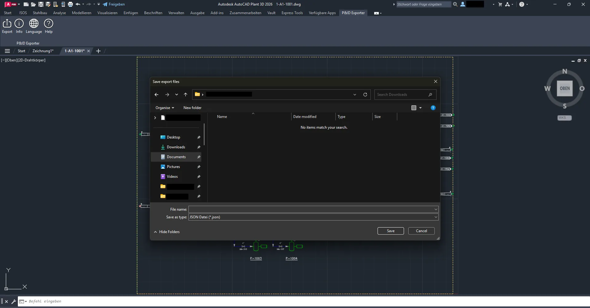 Plant3D-exportdialoog