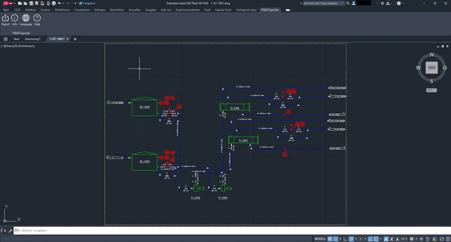 Plant3D-hoofdweergave met ribbon
